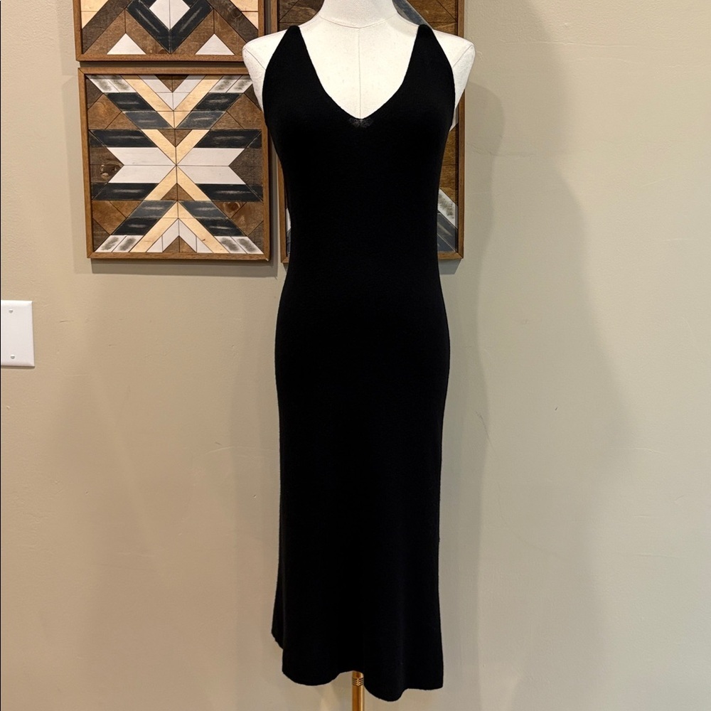 NakedCashmere Black V-Neck Cashmere Knit Sweater Dress size Small